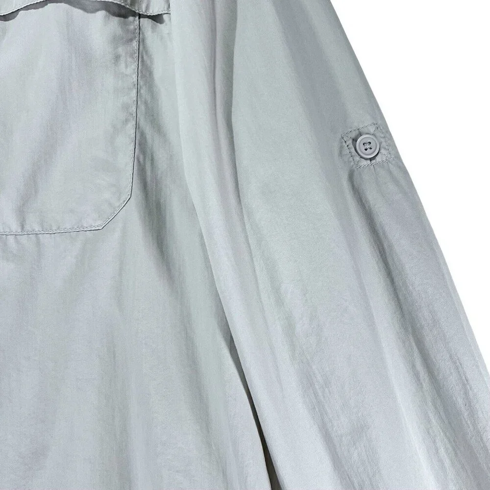 White Sierra Outdoor Shirt Beige Medium Fishing Hiking Vented Rolled Sleeves - Picture 4 of 16